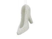 4.5 Fashion Avenue White Pearl and Glitter High Heel Shoe Christmas Ornament