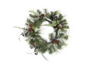 24 Artificial Mixed Pine with Blueberries Pine Cones and Ice Twigs Christmas Wreath Unlit