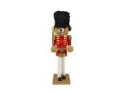 14.25 Decorative Wooden Red and Gold Christmas Nutcracker Bear Soldier