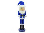 14 Decorative Blue and White Hanukkah Santa Wooden Holiday Nutcracker