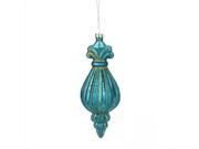 7 Merry Bright Turquoise Ribbed Mercury Glass Christmas Finial Ornament