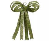 13.5 Christmas Brites Lime Green Glitter Christmas Ribbon Bow Decoration