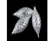 3ct Clear Spiral Finial Shatterproof Christmas Ornaments with Silver Speckles