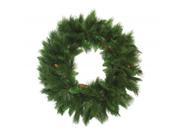 36 Green Long Needle Pine Artificial Christmas Wreath with Pine Cones Unlit