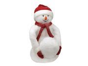 21 White Fluffy Sparkling Glittered Plush Snowman Holding Snowball Christmas Decoration