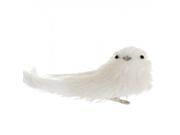 4.5 Tell a Story Winter White Glittered Bird Clip On Christmas Figure Ornament