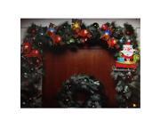 8 Shimmering Santa Claus Reindeer Christmas Light Garland with 10 Clear Mini Lights White Wire