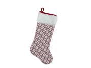 20.5 Red and White Lace Christmas Stocking with White Faux Fur Cuff
