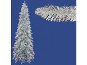 10 Pre Lit Slim Silver Ashley Spruce Tinsel Christmas Tree Clear Lights