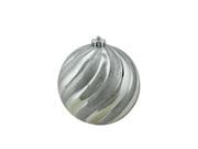 Silver Splendor Glitter Swirl Shatterproof Christmas Ball Ornament 5.5 140mm