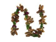 5 Brown and Purple Pine Cone Twig and Berry Artificial Christmas Garland Unlit