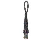 7 Regal Peacock Green Purple and Gold Beaded Ball with Tassels Christmas Ornament