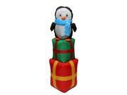 4 Inflatable Cute Penguin on Gift Boxes Lighted Christmas Yard Art Decoration
