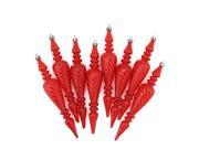 8ct Red Transparent Spiral Shatterproof Christmas Finial Ornaments 7 180mm