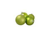4ct Green Kiwi Shatterproof 4 Finish Christmas Ball Ornaments 8 200mm