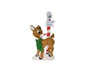 32 Pre Lit 2 D Rudolph the Red Nosed Reindeer North Pole Christmas Yard Art Decoration