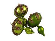 3ct Lime Green Glitter Sequin Beaded Shatterproof Christmas Finial Ornaments 5