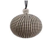 Black Beige Houndstooth w Rhinestone Cap Commercial Size Christmas Ball Ornament 6 150mm