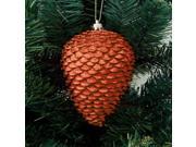 6ct Burnt Orange Shatterproof Glitter Pine Cone Christmas Ornaments 6.5