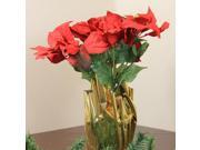24 Red Artificial Poinsettia Potted Christmas Plant with Gold Foil Covering