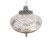 4.75 Silver Mercury Glass w Rhinetone Glitter Embellished Snowflake Cap Christmas Onion Ornament