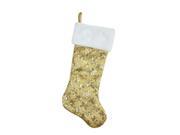 20.5 Gold Sequin Snowflake Christmas Stocking with White Faux Fur Cuff