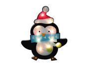 17 Lighted Shimmering Penguin with Santa Hat Christmas Window Silhouette Decoration