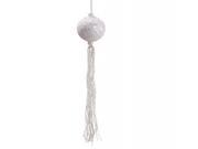 12 Winter Frost White Glitter Christmas Ball Ornament with Tassels and Beads