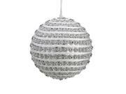 4.5 Glitzy and Glamorous Spiral Silver Rhinestone Christmas Ball Ornament