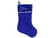 17 Metallic Royal Blue Embroidered Diva Christmas Stocking with Shadow Velveteen Cuff