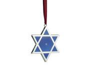 3 Regal Shiny Silver Plated Blue Star of David Hanukkah Holiday Ornament with European Crystal