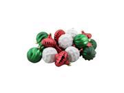 26ct Red Green and White 3 Finish Shatterproof Christmas Ornaments 2.5 60mm