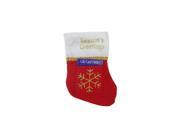 7.5 Traditional Red and White Season s Greetings Mini Christmas Stocking Gift Card Holder