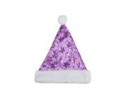 14 Purple Sequin Snowflake Christmas Santa Hat with White Faux Fur Brim Medium Adult Size