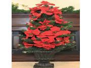 46 Pre Lit Red Artificial Poinsettia Potted Christmas Tree Clear Lights
