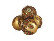 4ct Gold Glitter Sequin Beaded Shatterproof Christmas Ball Ornaments 3.25 80mm