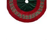 48 Christmas Traditions Green Red and Gold Woven Plaid and Velveteen Christmas Tree Skirt