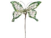 16 Princess Garden Green Butterfly Jeweled Beaded Floral Craft Pick
