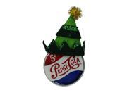 4.75 Green Jester Hat on Pepsi Logo Puck Shaped Decorative Glass Christmas Ornament