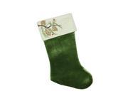 19 Traditional Green Pine Cone Suede Cuff Christmas Stocking