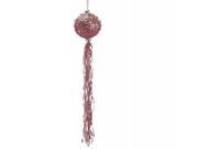12 Pretty in Pink Glitter Christmas Ball Ornament with Tassels and Silver Beads