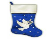 20.5 Royal Blue and White Velvet Dove with Twig Decorative Christmas Stocking