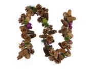 5 Decorative Brown and Purple Pine Cone and Berry Artificial Christmas Garland Unlit