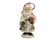 5 Ceramic Glitter Santa with Gifts and Wreath Christmas Ornament