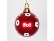 Candy Apple Red with White Glitter Polka Dots Christmas Ball Ornament 4.75 120mm