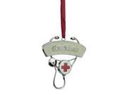 3.25 Regal Silver Plated Best Nurse Stethoscope Holiday Ornament with European Crystal