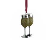 3.25 Regal Shiny Silver Plated Gold Glitter Wine Glasses Ornament with European Crystals