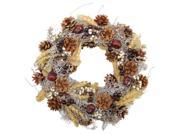 14 Natural and Yellow Pine Cone and Wheat Artificial Christmas Wreath Unlit