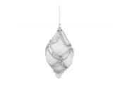3ct White Holographic Sequined and Silver Beaded Shatterproof Onion Christmas Ornaments 3 75mm