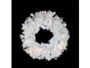 24 Pre lit White Iridescent Mixed Pine Artificial Christmas Wreath Clear Lights